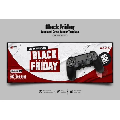 Black friday sale facebook cover banner template