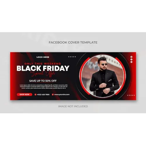 Black friday sale horizontal banner or facebook cover design template