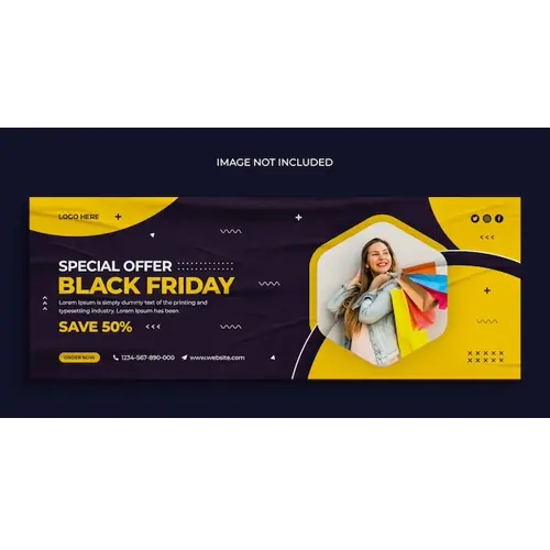 Black friday sale social media web banner flyer and Facebook cover photo design template