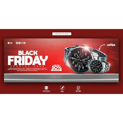 Black friday special offer facebook cover banner template Free Psd