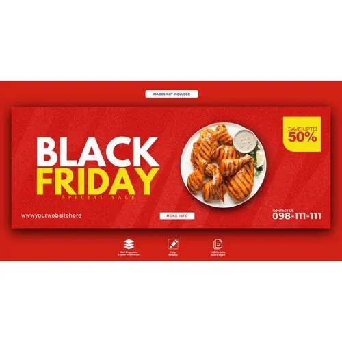 Black friday special offer facebook cover banner template Free Psd