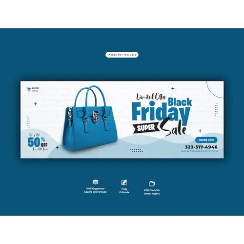 Black friday super sale facebook cover banner template