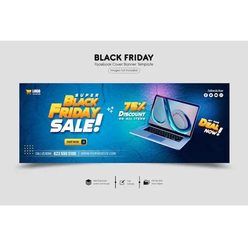 Black friday super sale facebook cover template