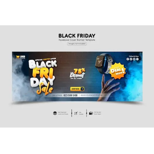 Black friday super sale facebook cover template