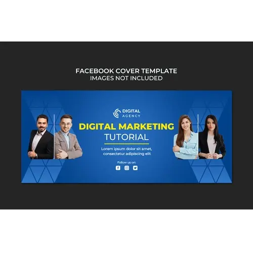 Blue gradient digital marketing institute facebook cover template