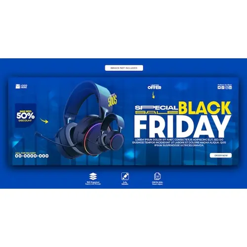 Bold Black Friday Sale Facebook Cover PSD