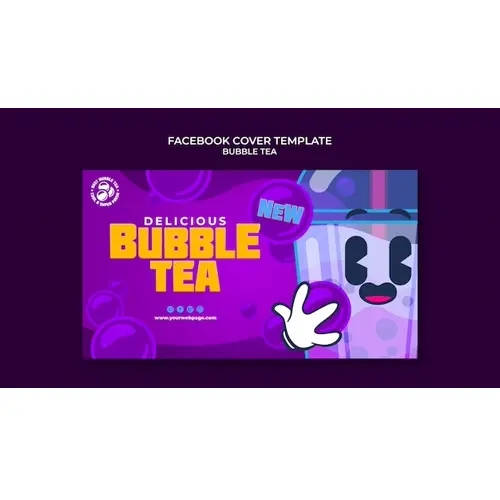 Bubble tea facebook cover template design