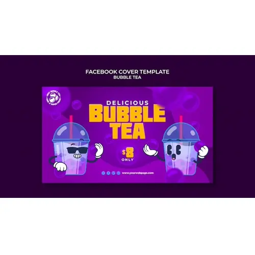 Bubble tea facebook cover template design