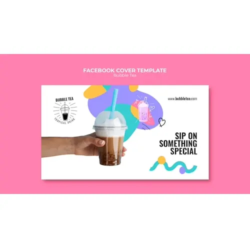 Bubble tea facebook cover template design