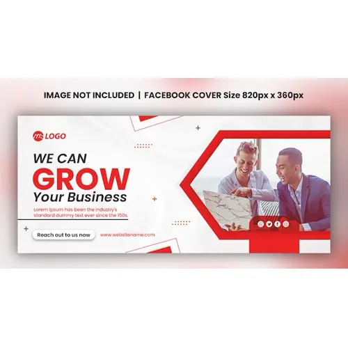 Business grow facebook cover design red and white template