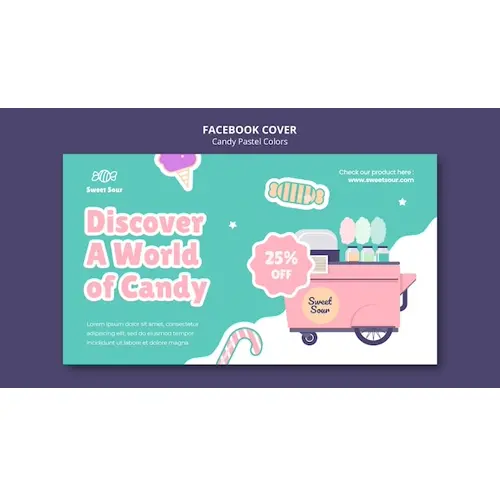 Candy pastel colors facebook cover template