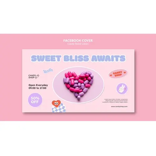 Candy pastel colors facebook cover template