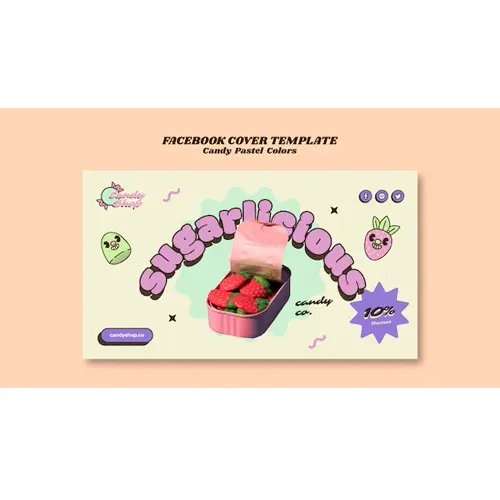 Candy pastel colors facebook cover template