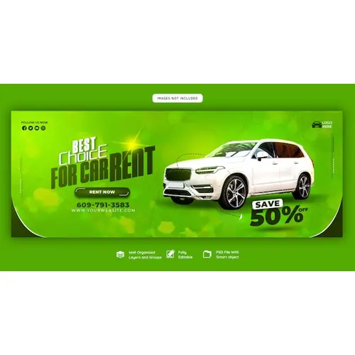 Car rental and Automotive Facebook cover template