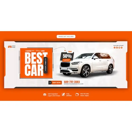 Car rental and Automotive Facebook cover template