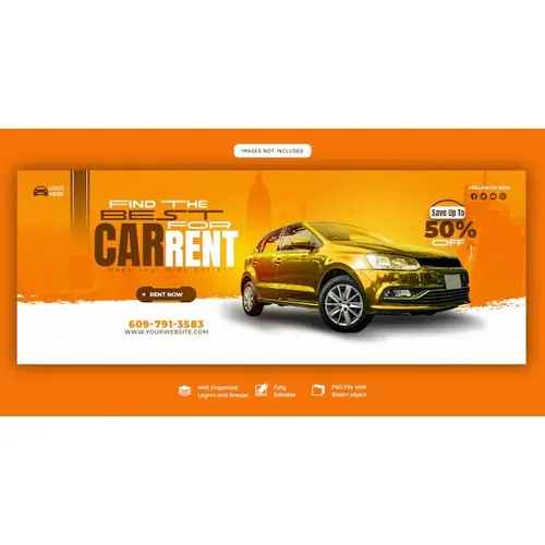 Car rental and Automotive Facebook cover template