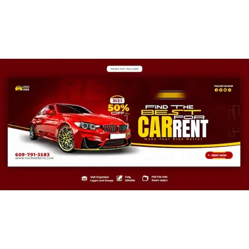 Car rental and Automotive Facebook cover template