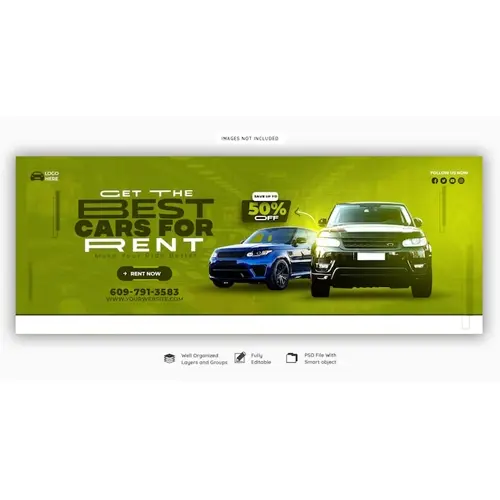 Car rental and Automotive Facebook cover template