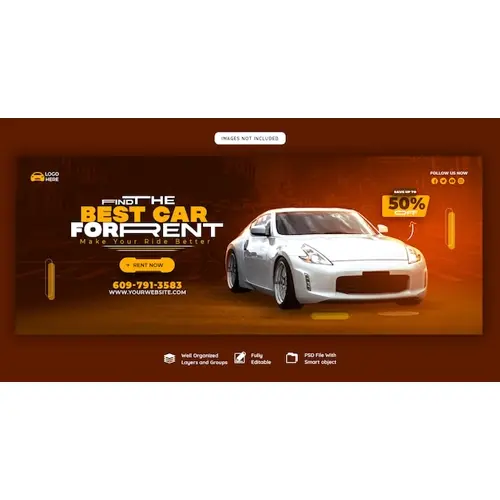 Car rental and Automotive Facebook cover template