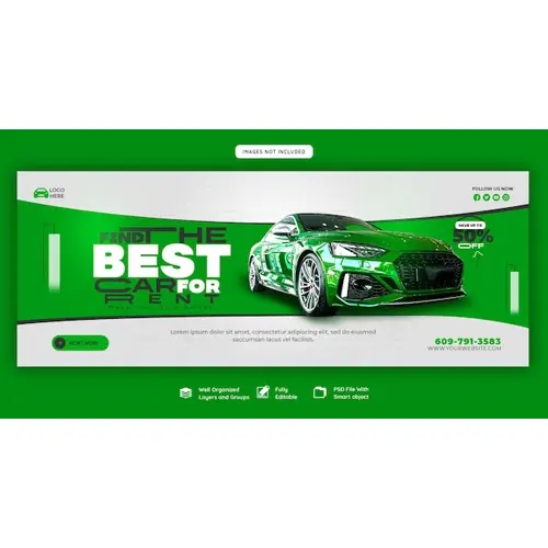 Car rental and Automotive Facebook cover template