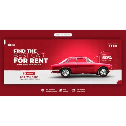 Car rental and Automotive Facebook cover template