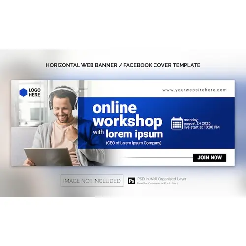 Car Rental Sale Horizontal Banner or Facebook Cover Advertising Template