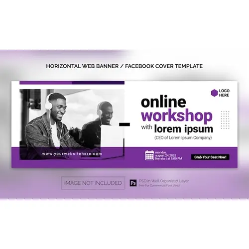Car Rental Sale Horizontal Banner or Facebook Cover Advertising Template
