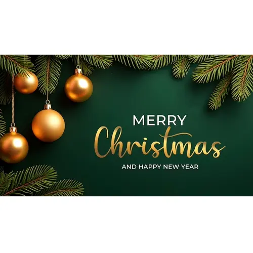 Christmas facebook cover template with christmas ball pine tree star gift box and dark background