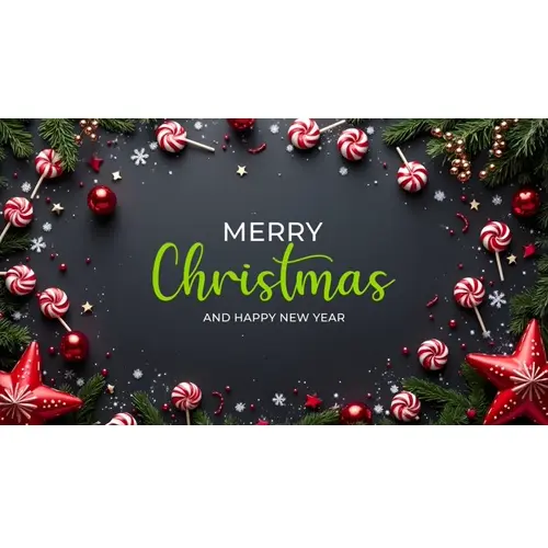 Christmas facebook cover template with christmas ball pine tree star gift box and dark background