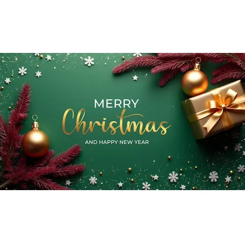 Christmas facebook cover template with christmas ball pine tree star gift box and dark background