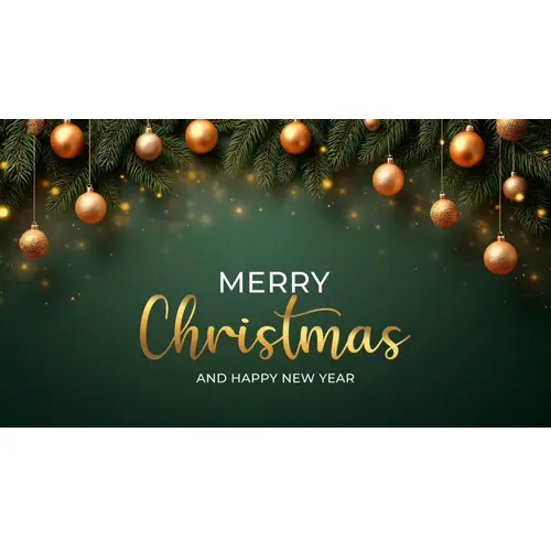 Christmas facebook cover template with christmas ball pine tree star gift box and dark background