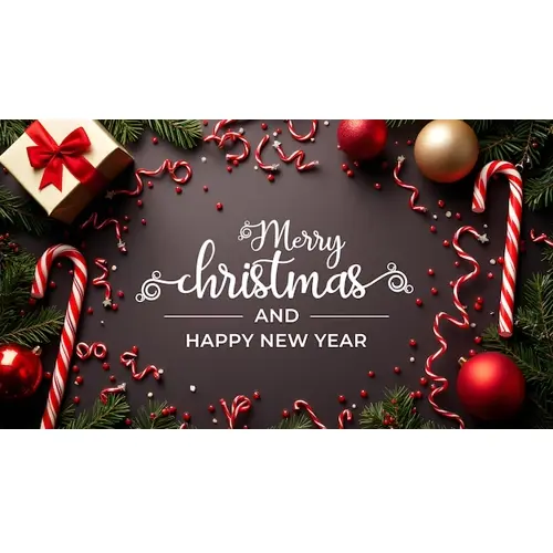 Christmas facebook cover template with christmas ball pine tree star gift box and dark background