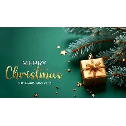 Christmas facebook cover template with christmas ball pine tree star gift box and dark background