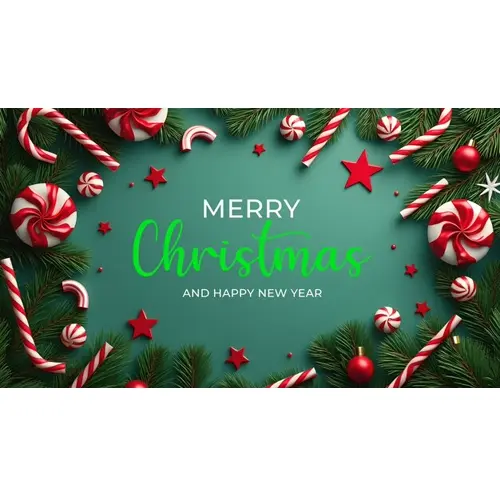 Christmas facebook cover template with christmas ball pine tree star gift box and dark background