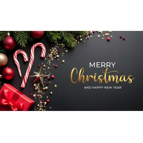 Christmas facebook cover template with christmas ball pine tree star gift box and dark background