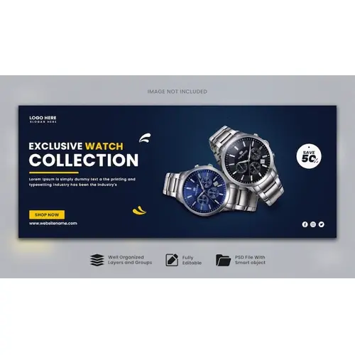 Classic Smart Watch web banner template social media post and facebook cover banner template