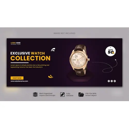 Classic Smart Watch web banner template social media post and facebook cover banner template