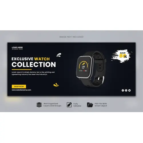 Classic Smart Watch web banner template social media post and facebook cover banner template
