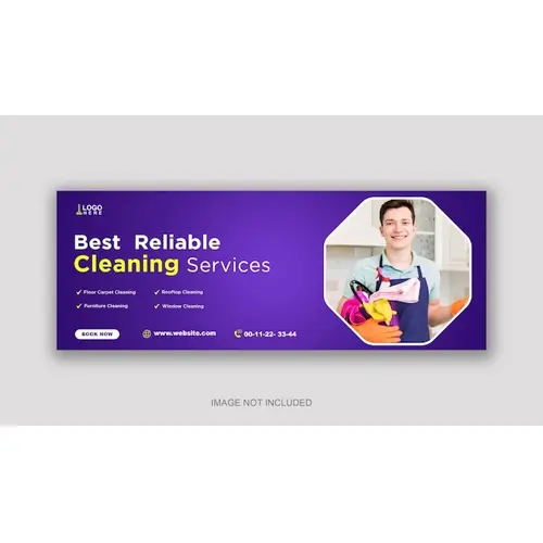 Cleaning service facebook cover design or social media banner template