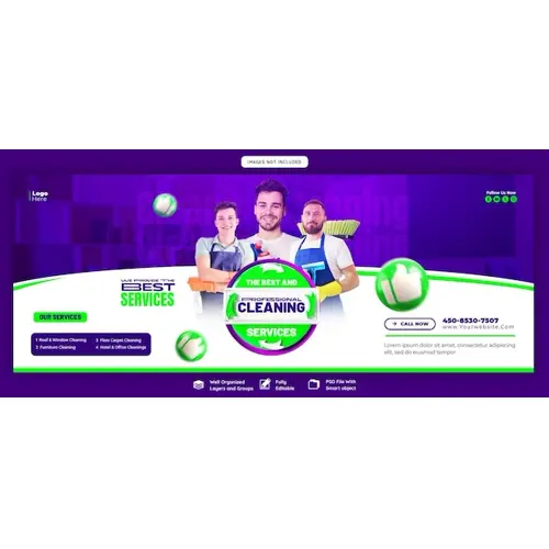 Cleaning service Facebook Cover post or banner template