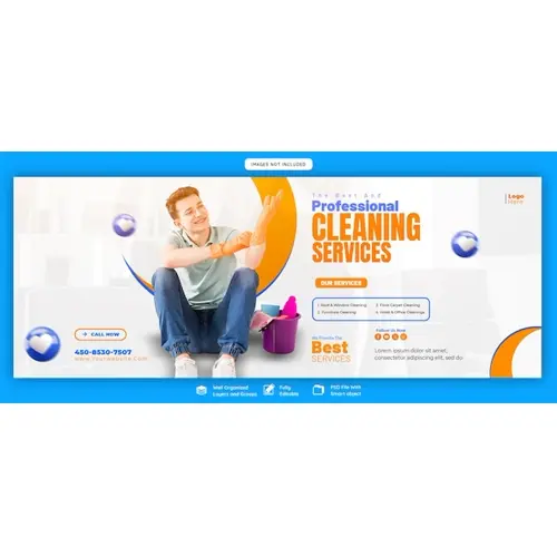 Cleaning service Facebook Cover post or banner template