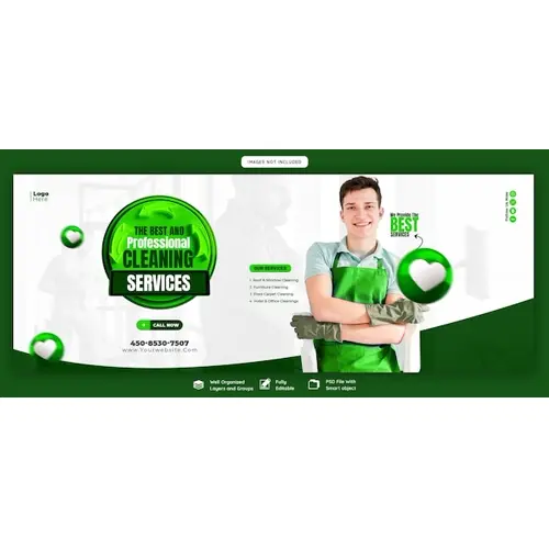 Cleaning service Facebook Cover post or banner template