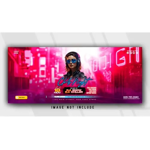 Club dj party facebook banner template