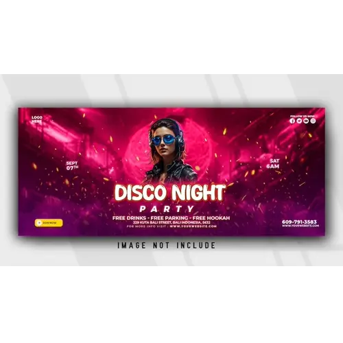 Club dj party facebook banner template