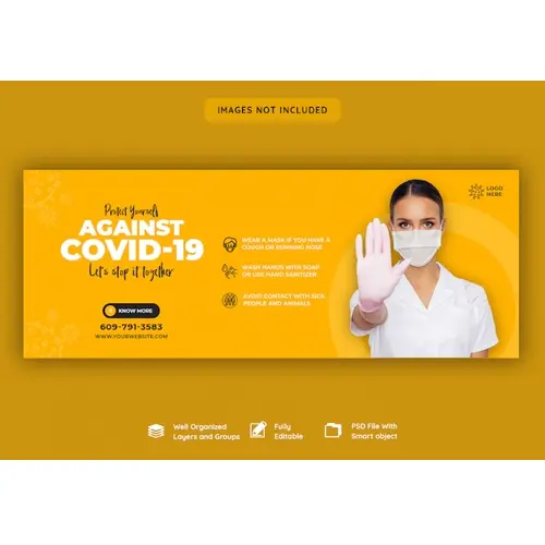Coronavirus or convid-19 facebook cover template
