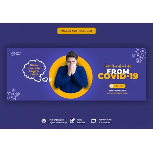 Coronavirus or convid-19 facebook cover template