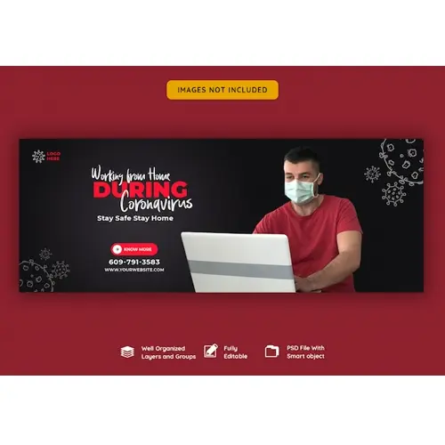 Coronavirus or convid-19 facebook cover template