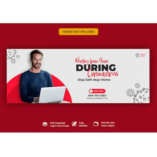 Coronavirus or convid-19 facebook cover template