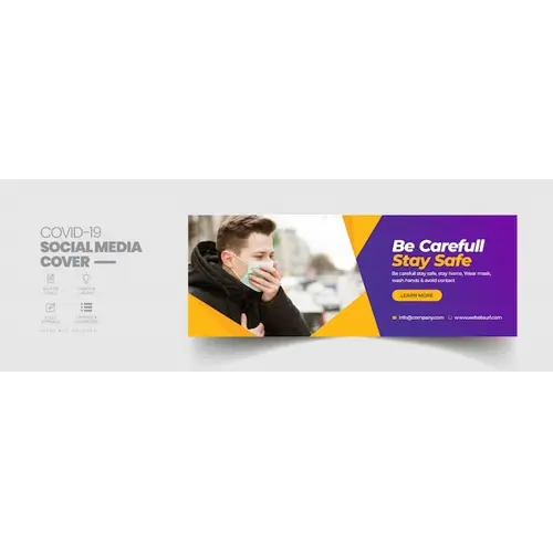 Covid19 coronavirus banner template or social media facebook cover