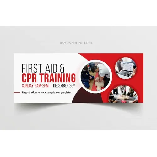 CPR training facebook cover templates with frist aid course banner design